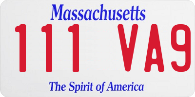 MA license plate 111VA9