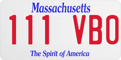 MA license plate 111VB0