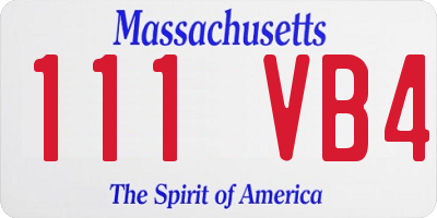 MA license plate 111VB4