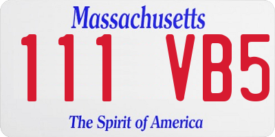 MA license plate 111VB5