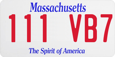 MA license plate 111VB7