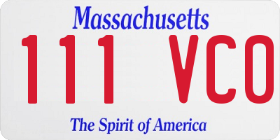 MA license plate 111VC0