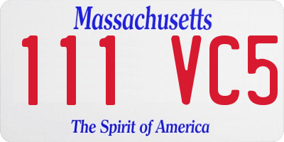MA license plate 111VC5