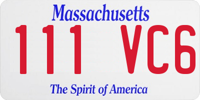 MA license plate 111VC6