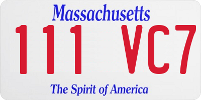 MA license plate 111VC7