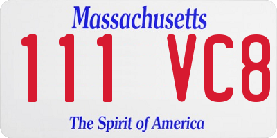 MA license plate 111VC8