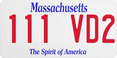 MA license plate 111VD2