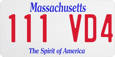 MA license plate 111VD4