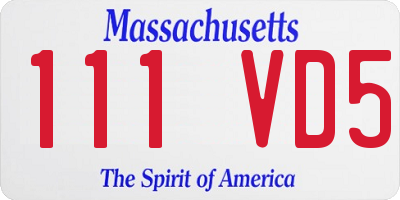 MA license plate 111VD5