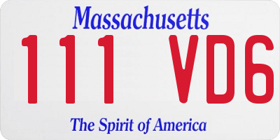 MA license plate 111VD6