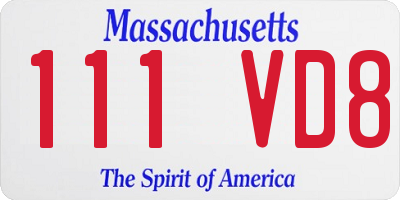 MA license plate 111VD8