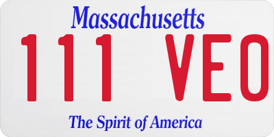 MA license plate 111VE0