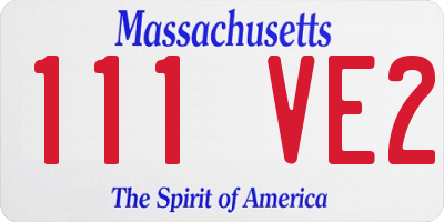 MA license plate 111VE2
