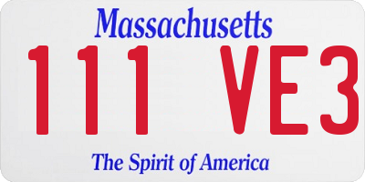 MA license plate 111VE3