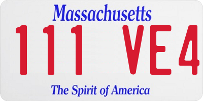 MA license plate 111VE4