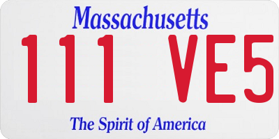 MA license plate 111VE5