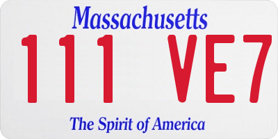 MA license plate 111VE7