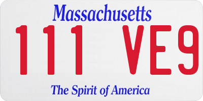 MA license plate 111VE9