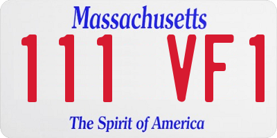 MA license plate 111VF1