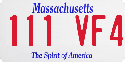 MA license plate 111VF4