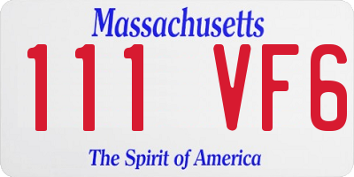 MA license plate 111VF6