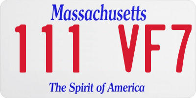 MA license plate 111VF7