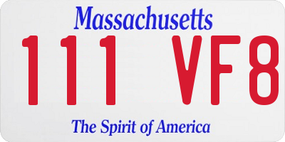 MA license plate 111VF8