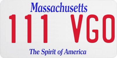 MA license plate 111VG0