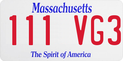 MA license plate 111VG3