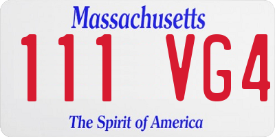 MA license plate 111VG4