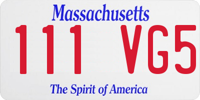MA license plate 111VG5