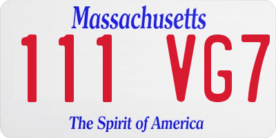MA license plate 111VG7