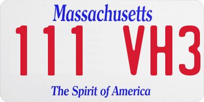 MA license plate 111VH3
