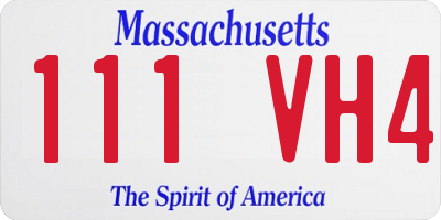 MA license plate 111VH4