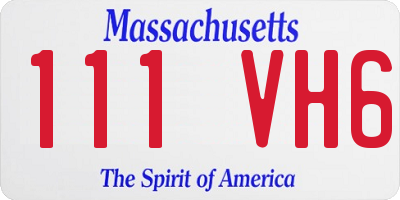 MA license plate 111VH6
