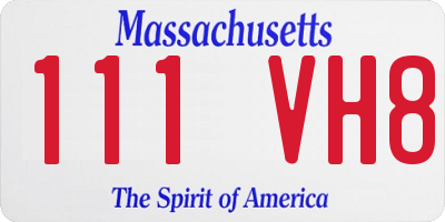 MA license plate 111VH8