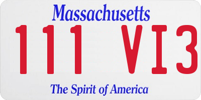 MA license plate 111VI3