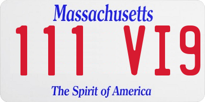 MA license plate 111VI9