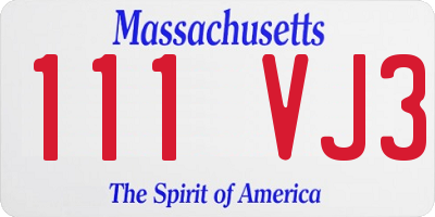 MA license plate 111VJ3