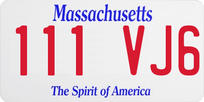 MA license plate 111VJ6