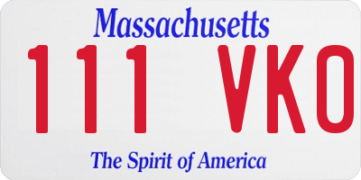 MA license plate 111VK0