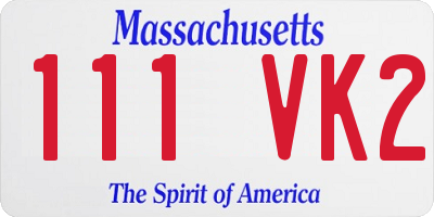 MA license plate 111VK2
