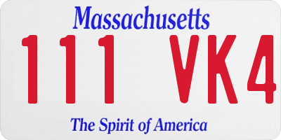 MA license plate 111VK4