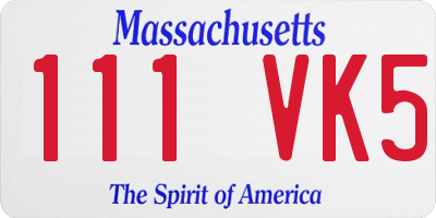 MA license plate 111VK5