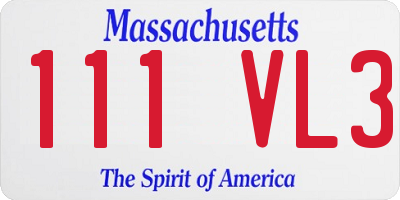 MA license plate 111VL3