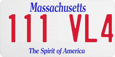 MA license plate 111VL4