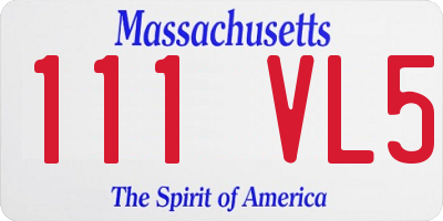 MA license plate 111VL5