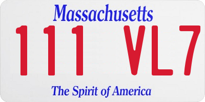 MA license plate 111VL7