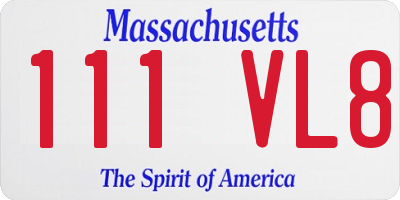 MA license plate 111VL8