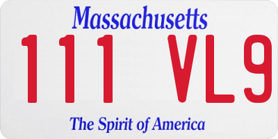 MA license plate 111VL9